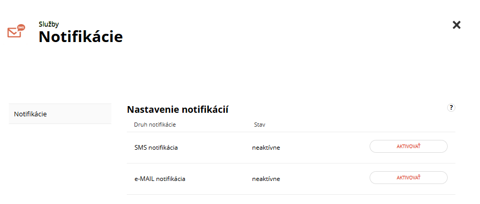 Vyberte si notifikáciu o ktorú máte záujem